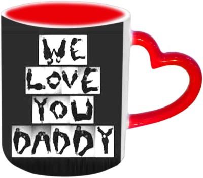 

Raj Laxmi We Love You Daddy Red Heart Handle Ceramic Mug(350 ml)