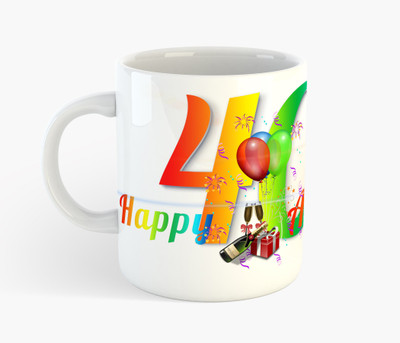 

Deeher Gifts Happy 40th Anniversary Ceramic Mug(350 ml), Multicolor