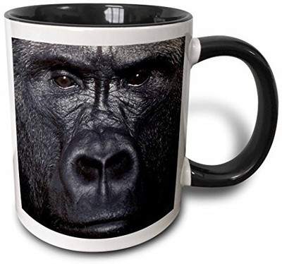 

3dRose mug_9907_4 Lowland Gorilla Two Tone Black, 11 oz, Black/White Ceramic Mug(60 ml), Multicolor