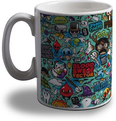 

Artifa Abstract Cartoons Design Porcelain, Ceramic Mug(350 ml), Multicolor