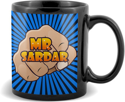 SKY TRENDS Mr. Sardar Black coffee Ceramic Mug(320 ml)