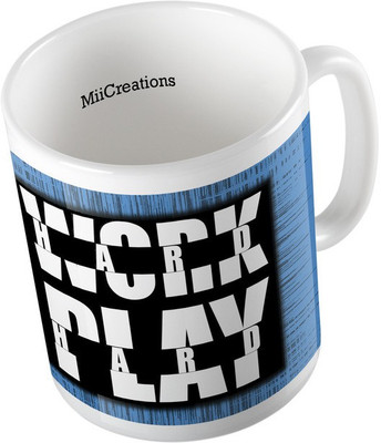 

MiiCreations Printed Work Hard Play Hard Ceramic Mug(325 ml), Multicolor