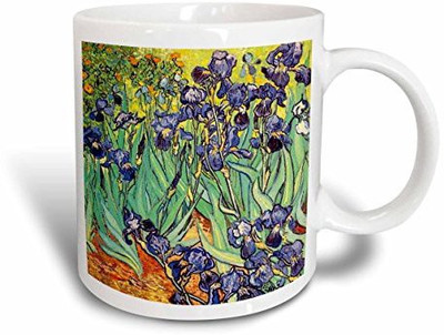 

3dRose mug_155630_1 Irises by Vincent Van Gogh 1889 Purple Flowers Iris Garden Copy of Famous Painting by The Master Ceramic, 11-Ounce Ceramic Mug(60 ml)