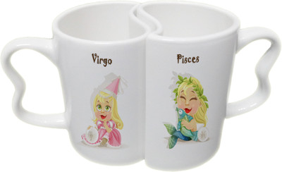 

Ucard Virgo and Pisces Zodiac Sign Couple Bone China, Ceramic, Porcelain Mug(325 ml), Multicolor