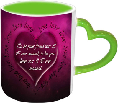 

Raj Laxmi Valentine Quote Green Handle Valentine Ceramic Mug(350 ml)