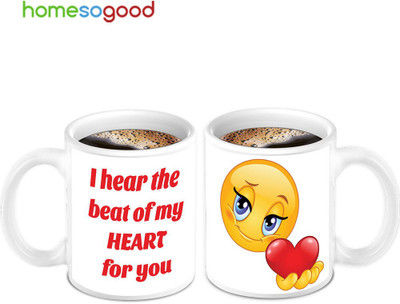 45% OFF on Homesogood Amazing I Hear The Beat Quotes On Coffee Ceramic Mug(280 ml, Pack of 2)