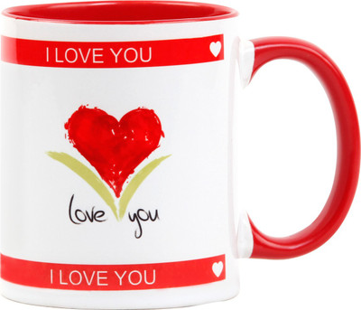 

Floweraura Sip Of Love Ceramic Mug(350 ml), Multicolor