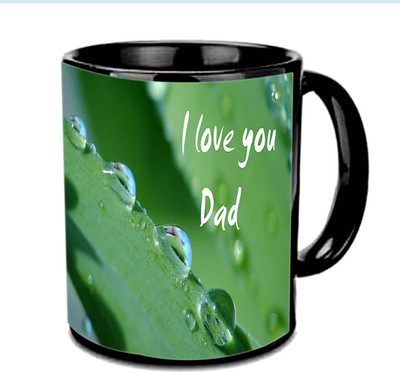 

Raj Laxmi I Love You Dad With Water Drops Design Multicolor Ceramic Mug(3.5 ml), Black