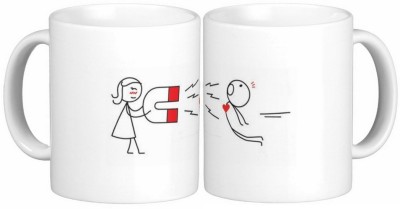 

Exoctic Silver Love Couple Anniversary 010 Ceramic Mug(300 ml, Pack of 2), Black;red;white