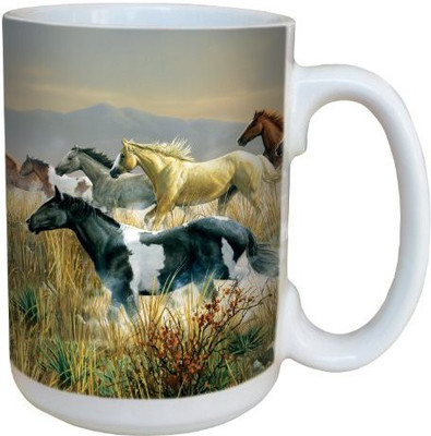 

Tree-Free Greetings Greetings 79142 Band of Thunder Horses by James Hautman 15-Ounce Ceramic with Full-Sized Handle, Multicolored Ceramic Mug(60 ml), Multicolor