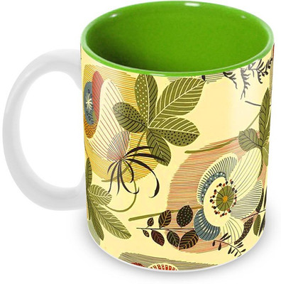 

Tuelip Beautiful Indian Floral Design Pattern Ceramic Mug(350 ml), Multicolor