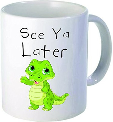 

Rikki Knight Knight See Ya Later Alligator Funny Quotes Design Ceramic Coffee Cups, 11 oz, White Ceramic Mug(60 ml), Multicolor