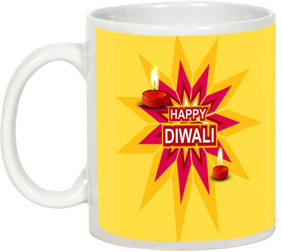 

AllUPrints Gifts For Deepawali - Beautiful Diwali Decoration Ceramic Mug(325 ml), White