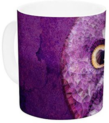 

Kess InHouse InHouse Ancello Hoot! Owl Purple Ceramic Coffee, 11 oz, Multicolor Ceramic Mug(60 ml)