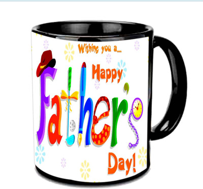 

Raj Laxmi Wishing You A Happy Fathers Day Multicolor Ceramic Mug(3.5 ml), Black