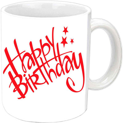 

Raj Laxmi Red stars b'day white Ceramic Mug(350 ml)