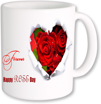 

PhotogiftsIndia Happy Rose Day Forever Ceramic Mug(325 ml), Multicolor