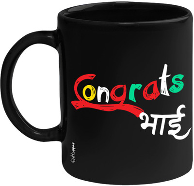 

Huppme Congrats Bhai Black 350ML Ceramic Mug(350 ml)