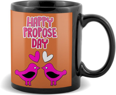 

SKY TRENDS Happy Propose Day with love Birds Black Coffee Valetine's Ceramic Mug(320 ml)
