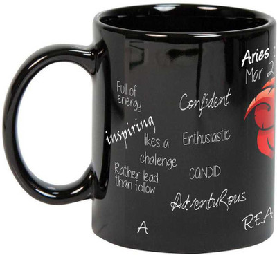Prithish Aries Black Ceramic Mug(330 ml), Multicolor