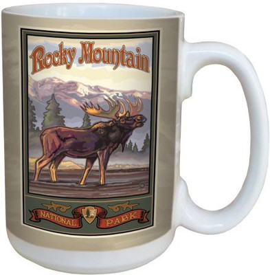 

Tree-Free Greetings Greetings 79422 Rocky Mountain National Park Moose by Paul A. Lanquist Ceramic with Full-Sized Handle, 15-Ounce, Multicolored Ceramic Mug(60 ml), Multicolor