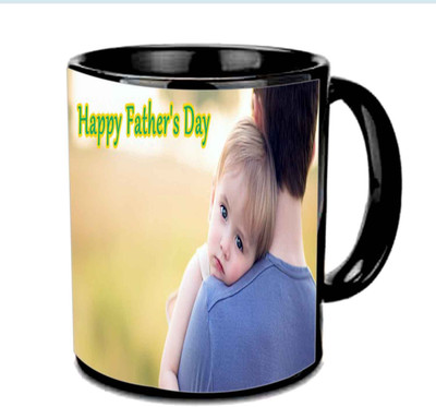 

Raj Laxmi Innocent Baby Design Fathers Day Wishes Multicolor Ceramic Mug(3.5 ml), Black