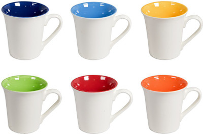 

La Platina Lp-E-CI-CoffeeMugSet Bone China, Porcelain Mug(170 ml, Pack of 6), Multicolor