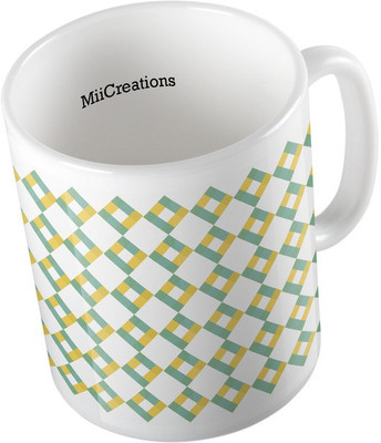 

MiiCreations Printed Box Pattern Ceramic Mug(325 ml), Multicolor