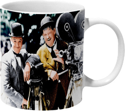 

Mooch Wale Laurel & Hardy Behind The Camera Colorful Ceramic Mug(325 ml), Multicolor