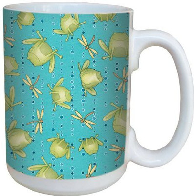 

Tree-Free Greetings Greetings 79244 Frog Toss Blue by Debbie Mumm Ceramic with Full-Sized Handle, 15-Ounce Ceramic Mug(60 ml), Multicolor