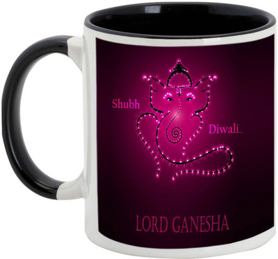 

AllUPrints Gifts For Deepawali - Prosperous Happy Diwali Design 38 Ceramic Mug(325 ml), Black