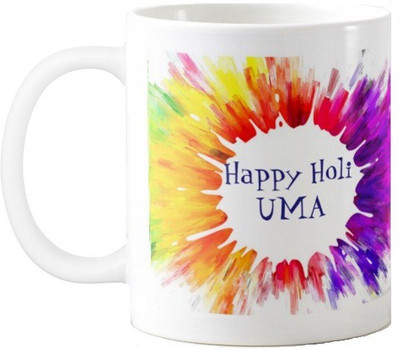 

Exoctic Silver Happy Holi Uma Series002 Ceramic Mug(330 ml), Multicolor