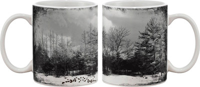 

Artifa Winter Black And White Porcelain, Ceramic Mug(350 ml), Multicolor