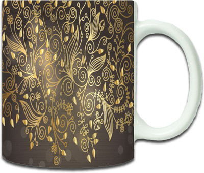 

Maison N Mode Golden Pattern Coffee Ceramic Mug(330 ml), Multicolor
