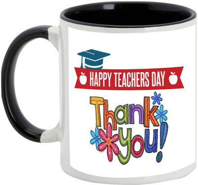 

AllUPrints Thank You Teacher Ceramic Mug(325 ml), Black