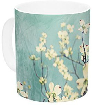 

Kess InHouse InHouse Ann Barnes Pure Teal Floral Ceramic Coffee, 11 oz, Multicolor Ceramic Mug(60 ml)