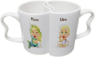 

Ucard Pisces and Libra Zodiac Sign Couple Bone China, Ceramic, Porcelain Mug(325 ml), Multicolor