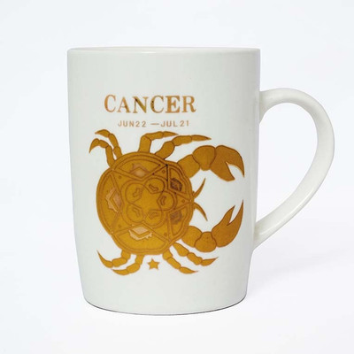 

Painting Mantra Cancer Sun Sign Ceremic Coffee Ceramic Mug, Gold;white