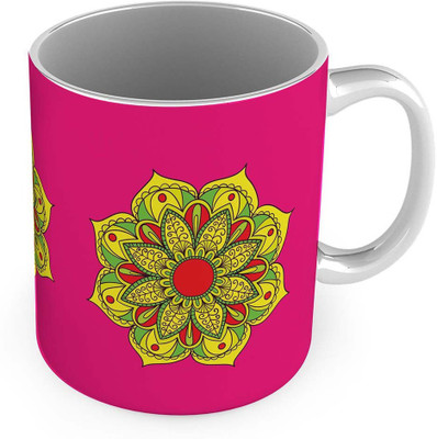 

Home India Yellow Flower Printed Design Fancy Pink Coffee 563 Ceramic Mug(300 ml)