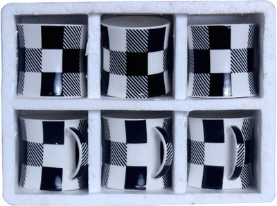 

Pearl Ana-T6 Bone China Mug(180 ml, Pack of 6), Black