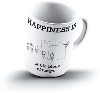 

Ucard Happiness Is2218 Bone China, Ceramic, Porcelain Mug(325 ml), Multicolor
