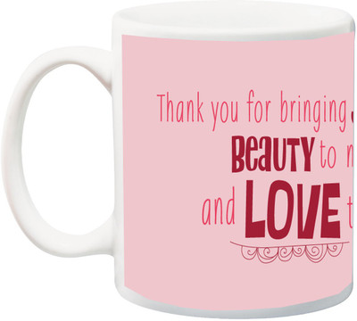 

ME&YOU Gift for Husband/Wife/Boyfriend/Girlfriend/lover;thank you for bringing joy to my heart Printed Ceramic Mug(325 ml), Multicolor