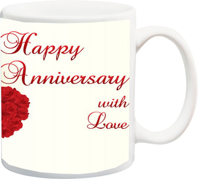 

ME&YOU Gift for Husband/Wife/Boyfriend/Girlfriend/Couple On Valentine's Day Or Anniversary;Happy Annivaesery with Love Red Rose 3D Printed Ceramic Mug(325 ml), Multicolor