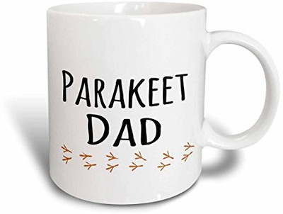 

3dRose Parakeet Dad for Bird Lover Pet Owners Parrot with Footprints Ceramic, 15 oz, White Ceramic Mug(60 ml), Multicolor