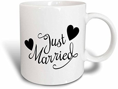 

3dRose Just Married. White and Black. - Ceramic, 15-Ounce (mug_194330_2) Ceramic Mug(60 ml)