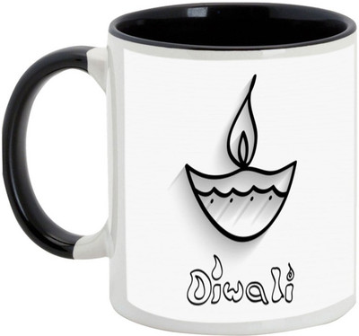 

AllUPrints Gifts For Diwali - Wish You A Very Happy Deepawali Ceramic Mug(325 ml), Black