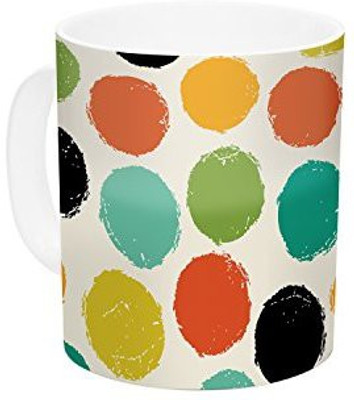 

Kess InHouse InHouse Daisy Beatrice Retro Dots Repeat Ceramic Coffee, 11 oz, Multicolor Ceramic Mug(60 ml)