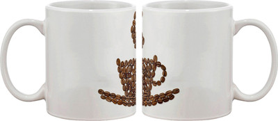 

Artifa Coffee Beans Pattern Porcelain, Ceramic Mug(350 ml), Multicolor