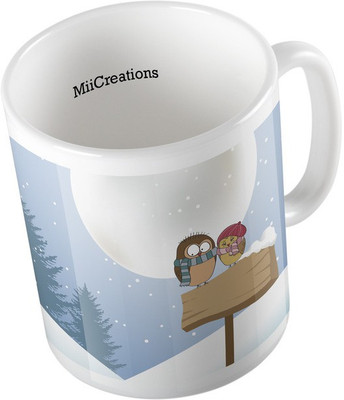 

MiiCreations Printed ,Owl Pattern Ceramic Mug(325 ml), Multicolor