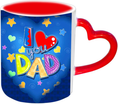 

Raj Laxmi Chilidish Beautiful Design For Father Red Heart Handle Ceramic Mug(350 ml)
